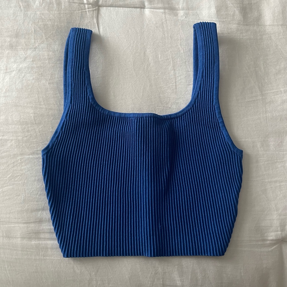 Blue Ribbed Babaton Croptop